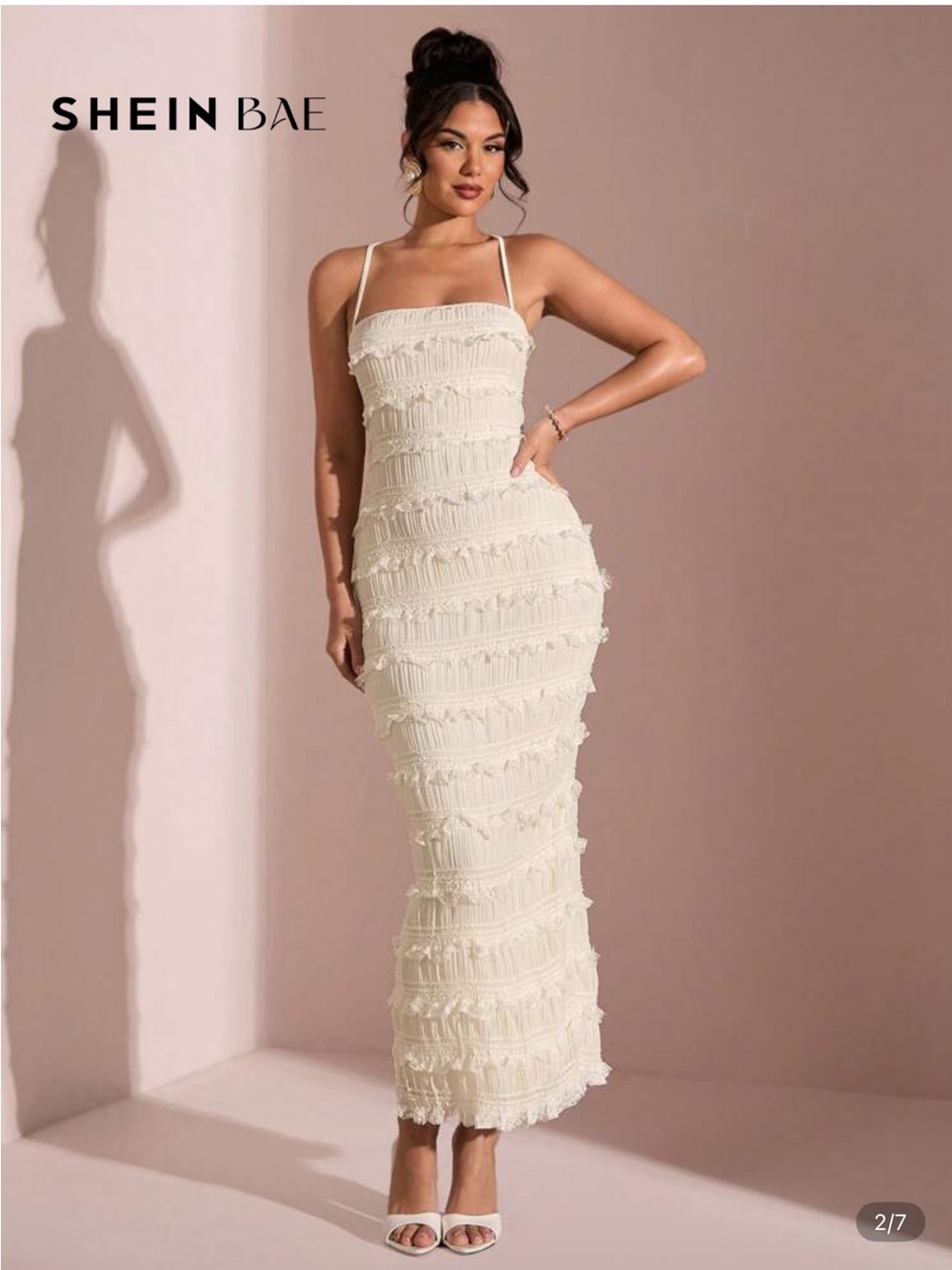 SHEIN Cream Midi Dress